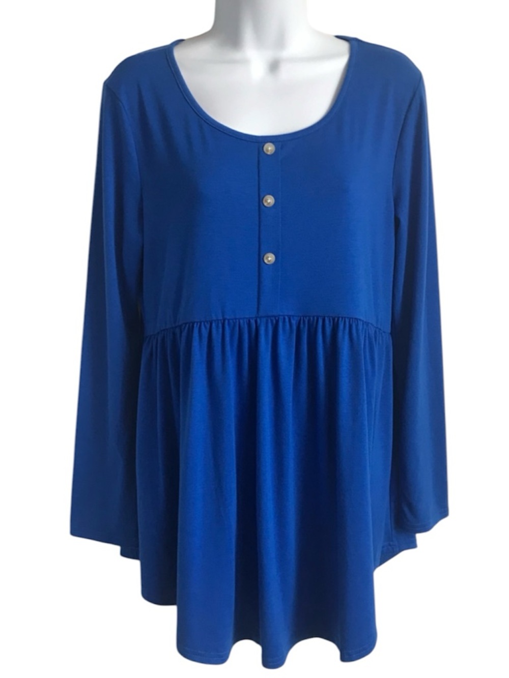 🔴 4/$15 Boutique Women’s M Poshglam Long Sleeve Button Front Peplum Tunic NWT